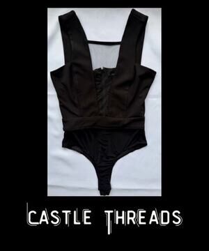 Woman Caribbean Queen Black Sleeveless Body Suit Size Small